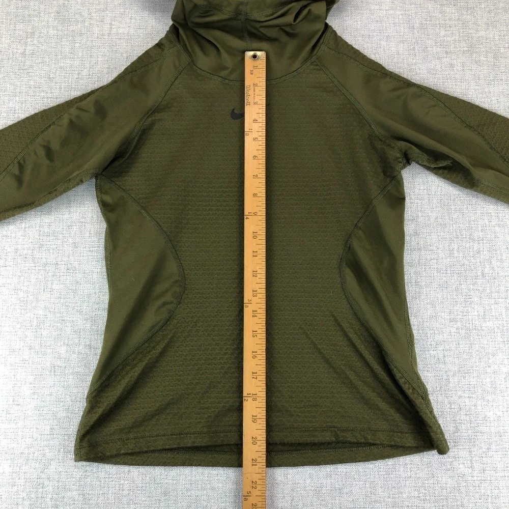 Nike Pro Hyperwarm Hoodie Womens Small Green Slim Athletic‎ Training Top Workout